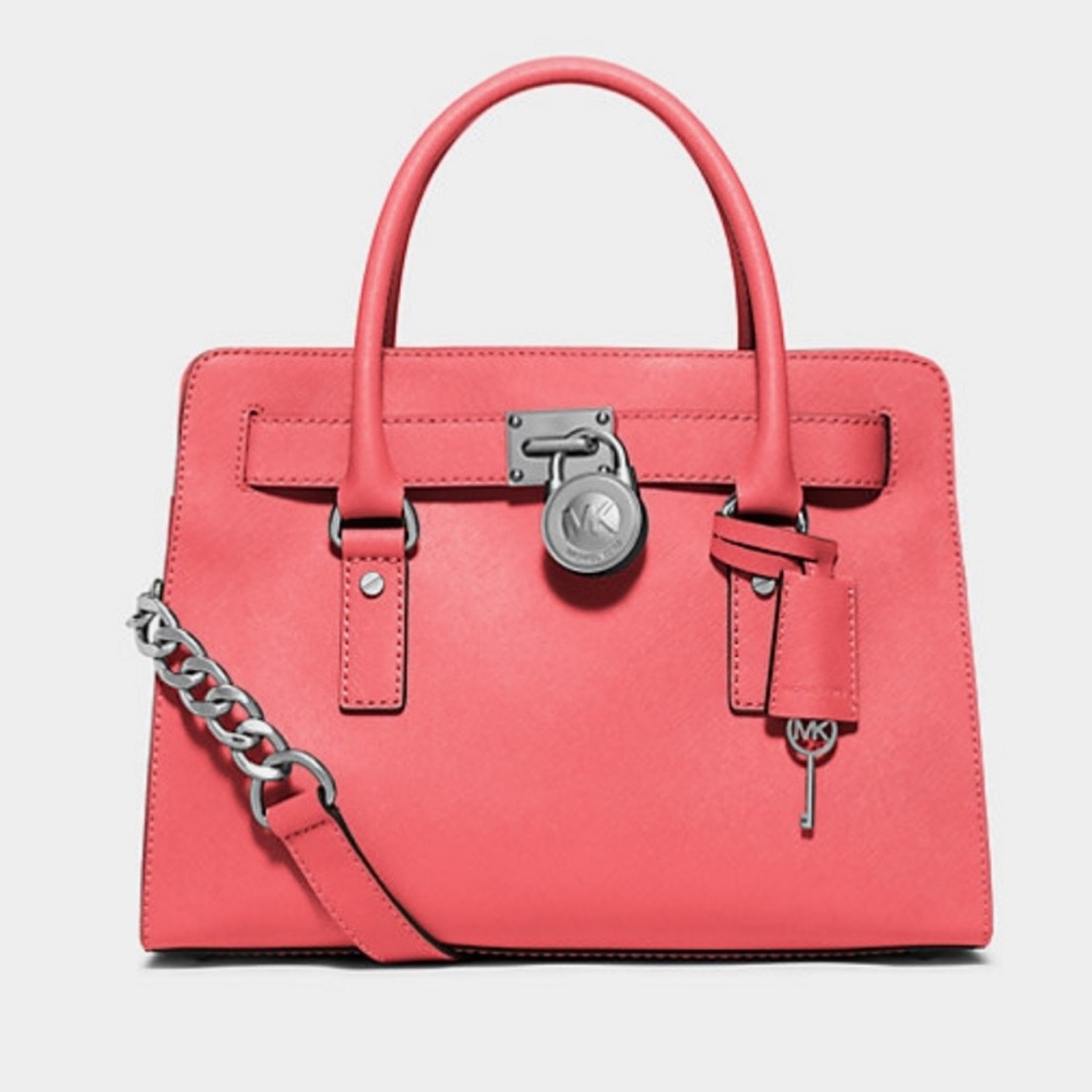 Michael Kors Coral Hamilton Handbag with silver hardware